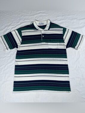 Penguin Club Men’s Large Polo Green Purple White Striped